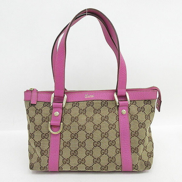 Gucci Canvas Pink GG Bag Tote Abbey Beige - Picture 2 of 11